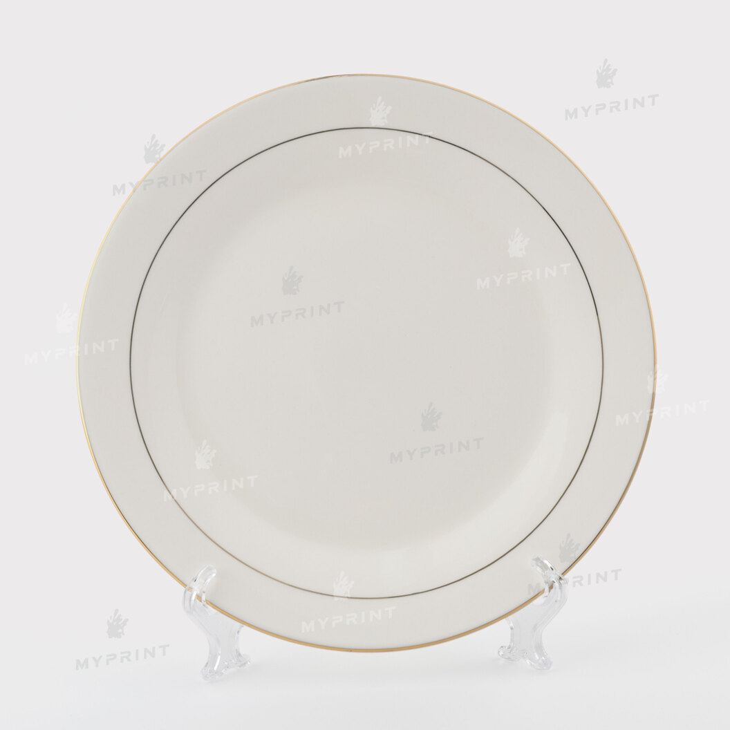 Sublimation plate white with gold rim d = 25 cm (11746) - фото 1 Sublimation plate white with gold rim d = 25 cm (11746) - фото 1 - Blanks for sublimation