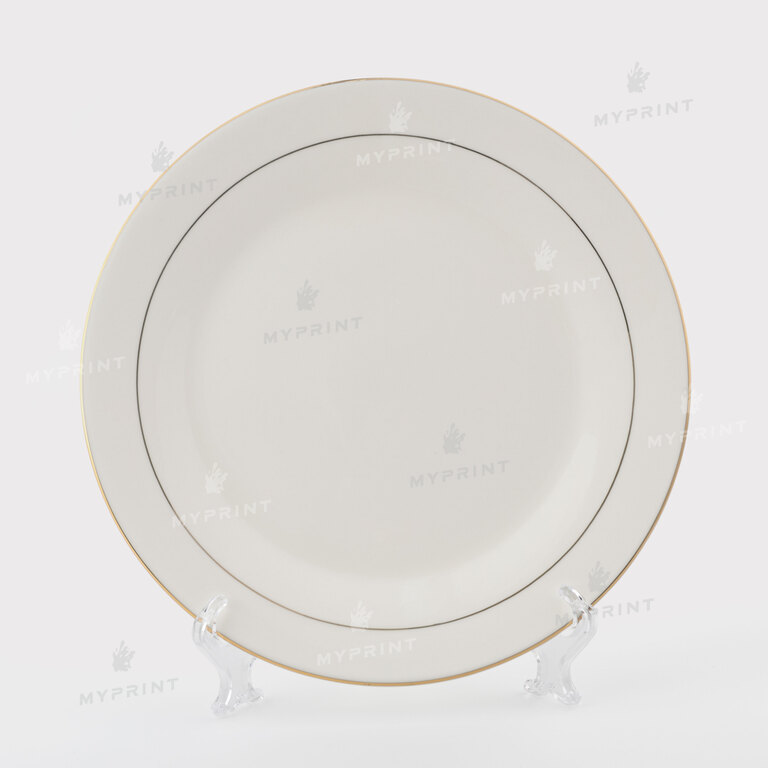 Тарелка для сублимации белая с золотым ободком d = 20 см (6320) 