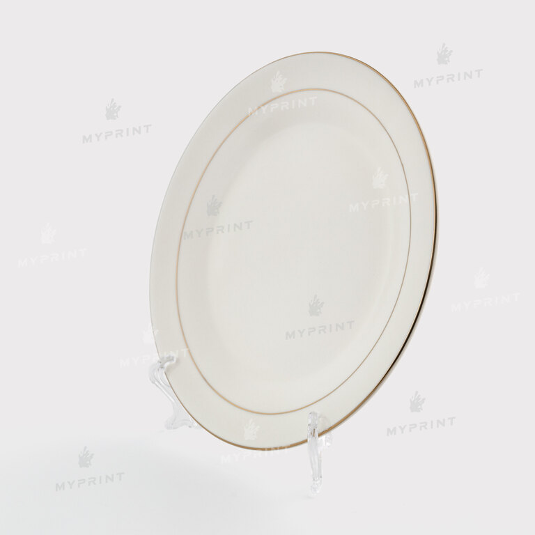 Тарелка для сублимации белая с золотым ободком d = 20 см (6320) 