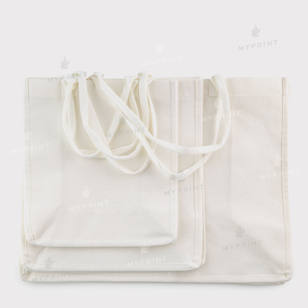 Сумка для сублімації (Tote bag) біла лляна 25*27,5*9,5 см (12121) - фото 6 Сумка для сублімації (Tote bag) біла лляна 25*27,5*9,5 см (12121) - фото 6 - Заготовки для сублімації