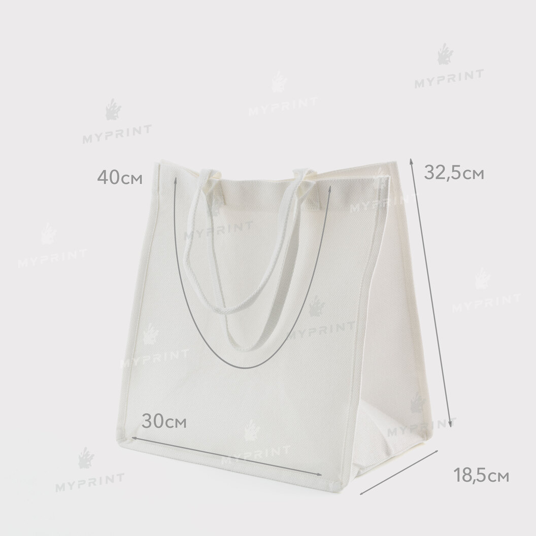 Сумка для сублімації (Tote bag) біла лляна 30*32,5*18,5 см (12122) - фото 5 Сумка для сублімації (Tote bag) біла лляна 30*32,5*18,5 см (12122) - фото 5 - Заготовки для сублімації