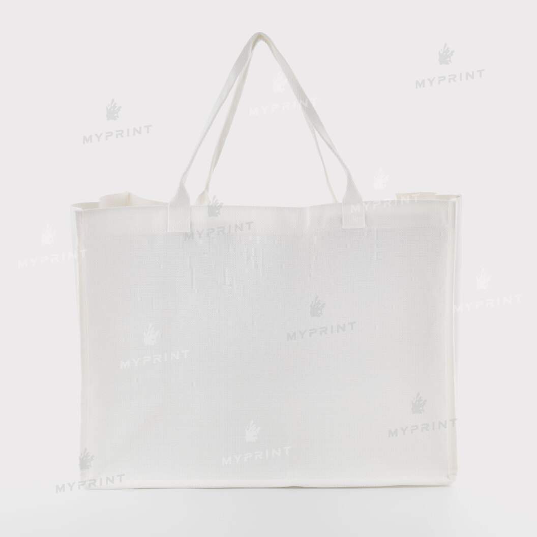 Сумка для сублімації (Tote bag) біла лляна 45*34*18,5 см (12123) - фото 2 Сумка для сублімації (Tote bag) біла лляна 45*34*18,5 см (12123) - фото 2 - Заготовки для сублімації