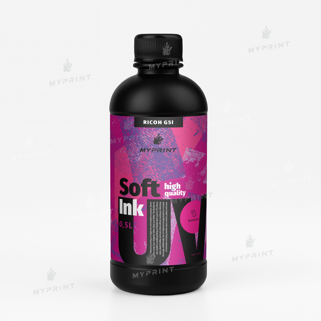 Чернила для УФ печати My Print UV LED soft для Ricoh G5I (0,5 л) magenta (11229) - фото 1 Чернила для УФ печати My Print UV LED soft для Ricoh G5I (0,5 л) magenta (11229) - фото 1 - Расходные материалы для печати