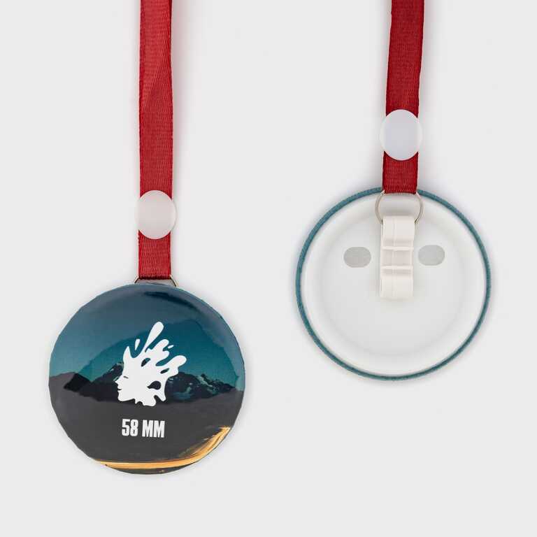 Заготовка для закатної медалі 58 мм з бордовою стрічкою (6278) 