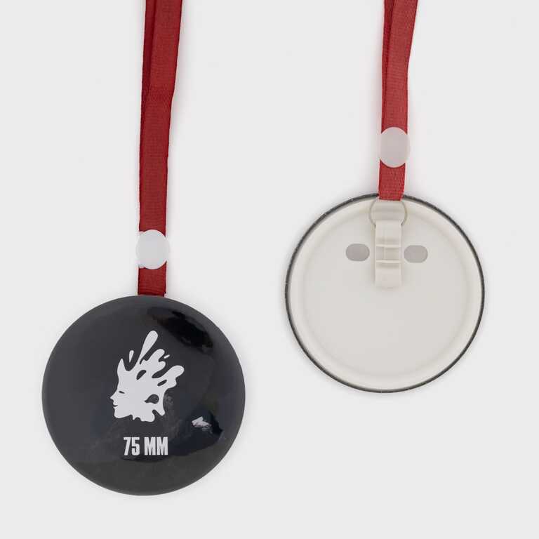 Заготовка для закатної медалі 75 мм з бордовою стрічкою (2836) 