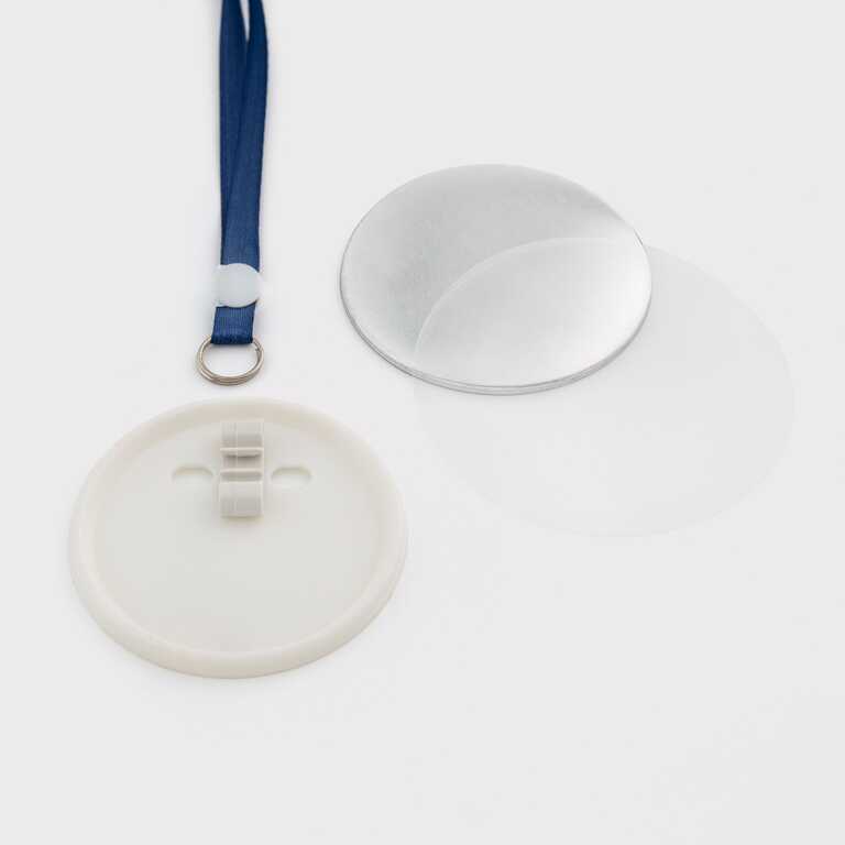 Заготовка для закатної медалі 75 мм з синьою стрічкою (6277) 