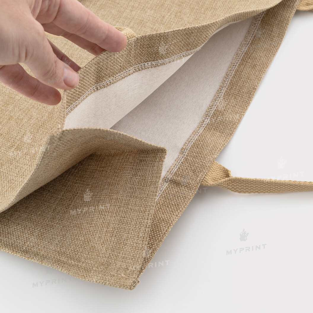 Сумка для сублимации (Tote bag) льняная бежевая 45*34*18,5 см (12356) - фото 4 Сумка для сублимации (Tote bag) льняная бежевая 45*34*18,5 см (12356) - фото 4 - Заготовки для сублимации