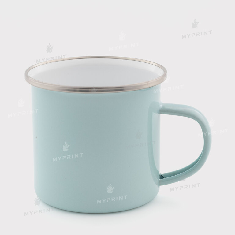 Sublimation mug metal enamel light blue with silver rim 11 Oz (330 ml) (12376) 