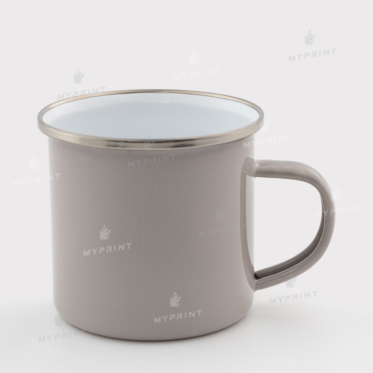 Sublimation mug metal enamel light gray with silver rim 11 Oz (330 ml) (12378) 