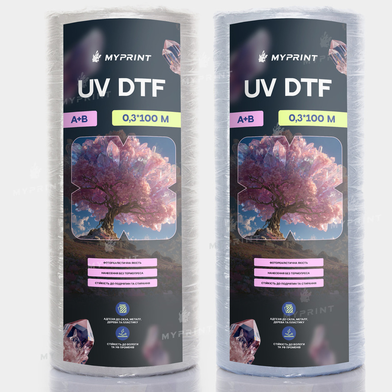 Пленка для UV DTF печати My Print A+B, рулон 0,3*100 м (10053) Пленка для UV DTF печати My Print A+B, рулон 0,3*100 м (10053)
