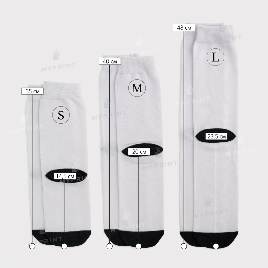 Носки для сублимации Style A белые с черным носком и пяткой 35 см (12126) - фото 4 Носки для сублимации Style A белые с черным носком и пяткой 35 см (12126) - фото 4 - Заготовки для сублимации