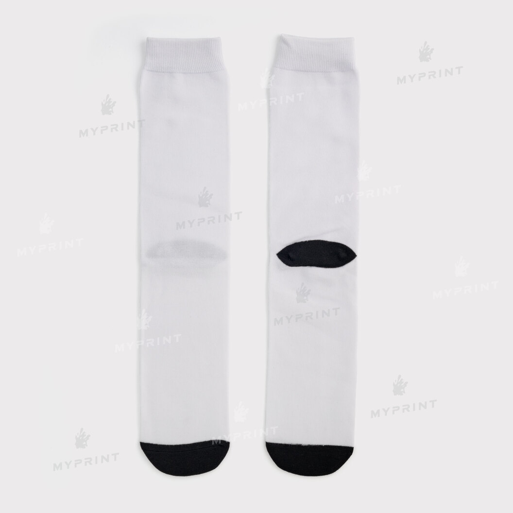 Носки для сублимации Style A белые с черным носком и пяткой 48 см (12128) - фото 1 Носки для сублимации Style A белые с черным носком и пяткой 48 см (12128) - фото 1 - Заготовки для сублимации