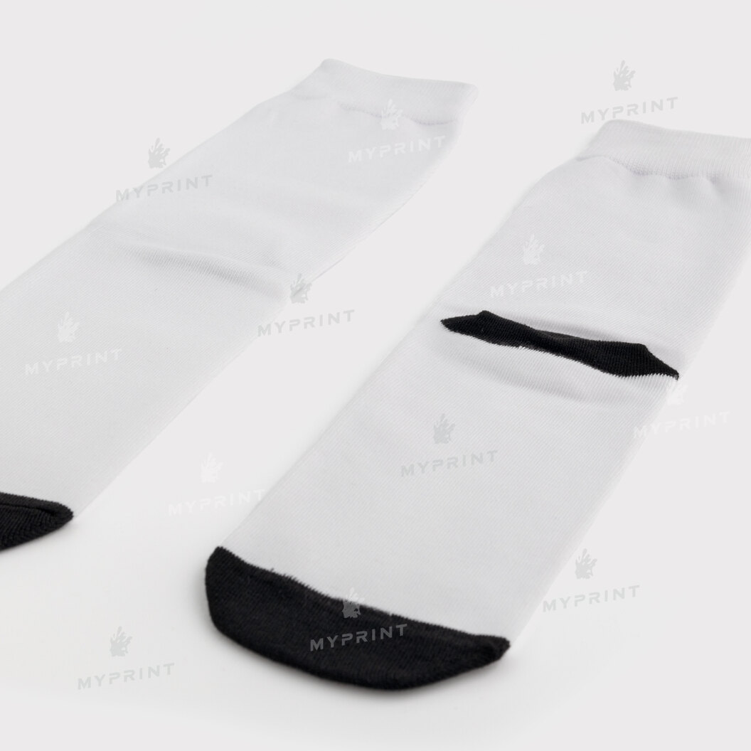 Носки для сублимации Style A белые с черным носком и пяткой 48 см (12128) - фото 2 Носки для сублимации Style A белые с черным носком и пяткой 48 см (12128) - фото 2 - Заготовки для сублимации