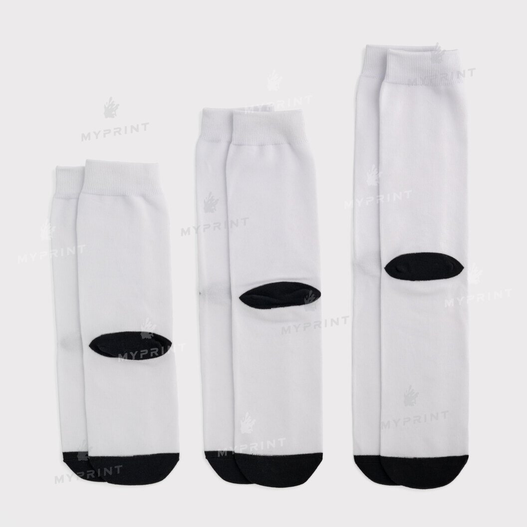 Носки для сублимации Style A белые с черным носком и пяткой 48 см (12128) - фото 3 Носки для сублимации Style A белые с черным носком и пяткой 48 см (12128) - фото 3 - Заготовки для сублимации