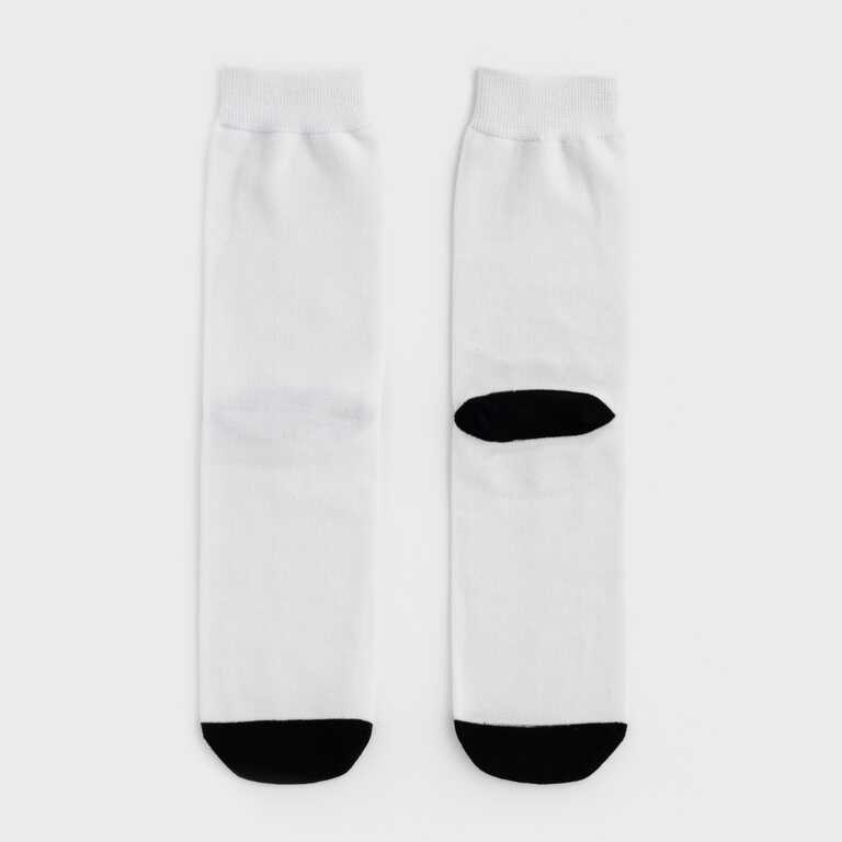 Носки для сублимации Style B белые с черным носком и пяткой 30 см (7093) 