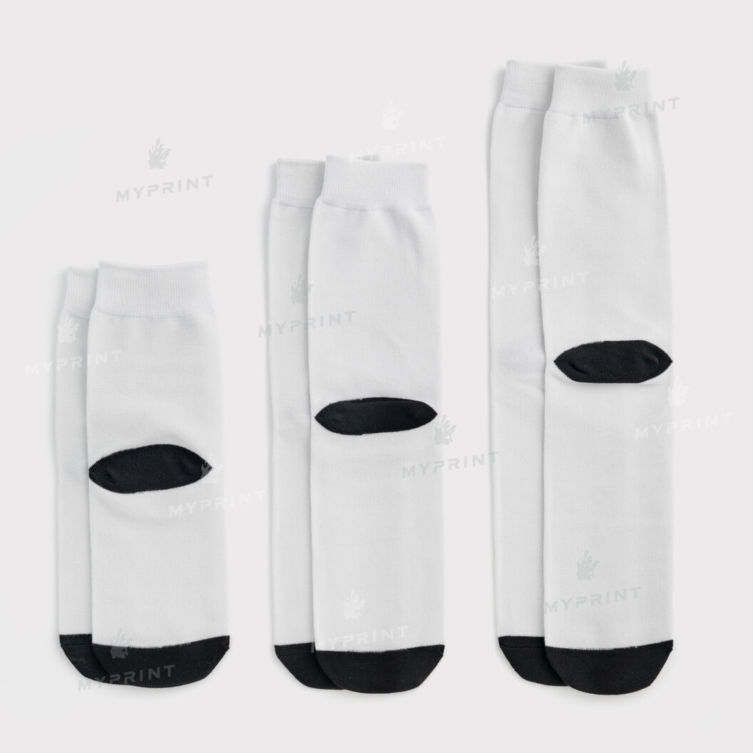 Носки для сублимации Style B белые с черным носком и пяткой 40 см (7135) - фото 3 Носки для сублимации Style B белые с черным носком и пяткой 40 см (7135) - фото 3 - Заготовки для сублимации
