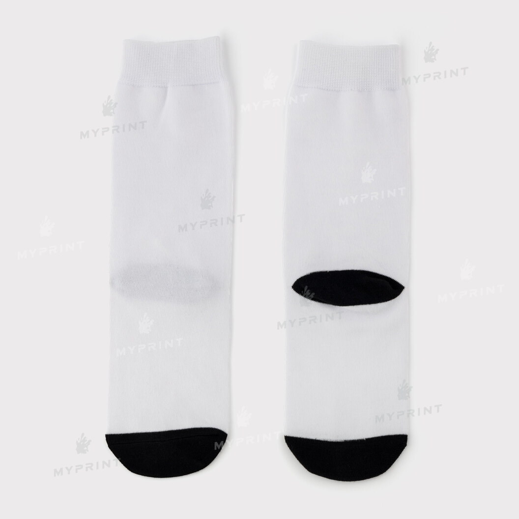 Носки для сублимации Style A белые с черным носком и пяткой 35 см (12126) - фото 1 Носки для сублимации Style A белые с черным носком и пяткой 35 см (12126) - фото 1 - Заготовки для сублимации