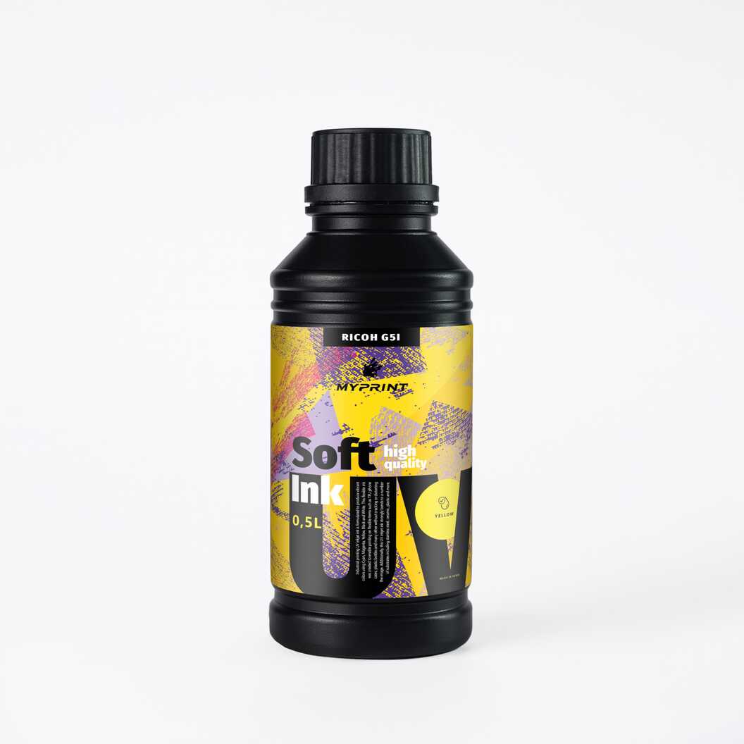 Чернила для УФ печати My Print UV LED soft для Ricoh G5I (0,5 л) yellow (11227) - фото 1 - Расходные материалы для печати