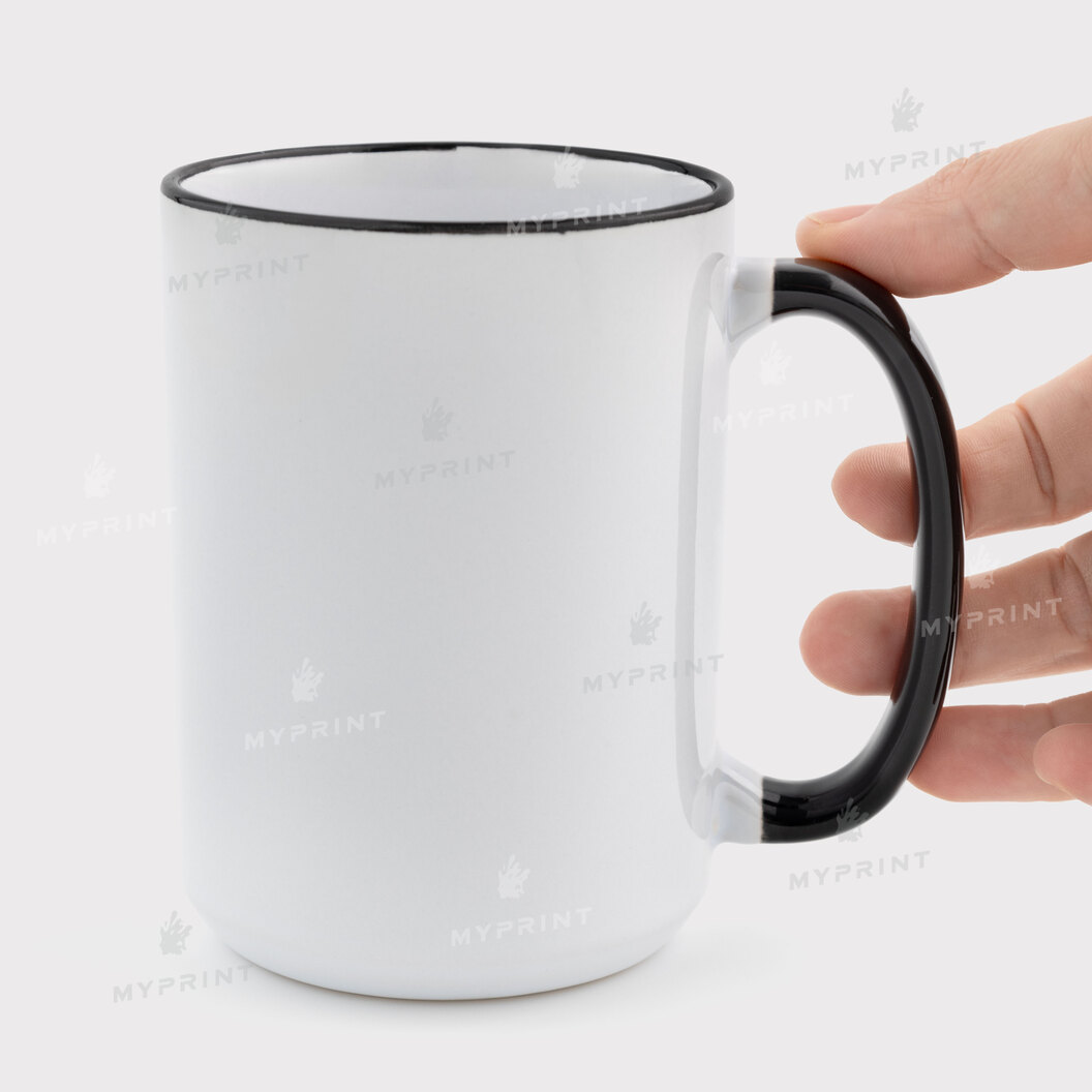 Чашка для сублімації з кольоровим обідком та кольоровою ручкою чорна 15 Oz (425 мл) (12675) - фото 2 Чашка для сублімації з кольоровим обідком та кольоровою ручкою чорна 15 Oz (425 мл) (12675) - фото 2 - Заготовки для сублімації