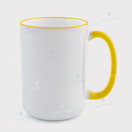 Чашка для сублімації з кольоровим обідком та кольоровою ручкою жовта 15 Oz (425 мл) (12678) - фото 1 Чашка для сублімації з кольоровим обідком та кольоровою ручкою жовта 15 Oz (425 мл) (12678) - фото 1 - Заготовки для сублімації