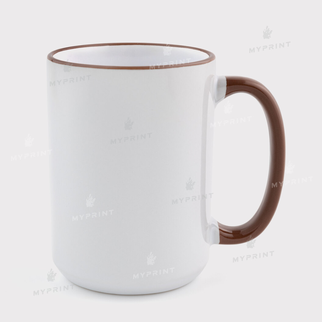 Чашка для сублімації з кольоровим обідком та кольоровою ручкою коричнева 15 Oz (425 мл) (12679) - фото 1 Чашка для сублімації з кольоровим обідком та кольоровою ручкою коричнева 15 Oz (425 мл) (12679) - фото 1 - Заготовки для сублімації