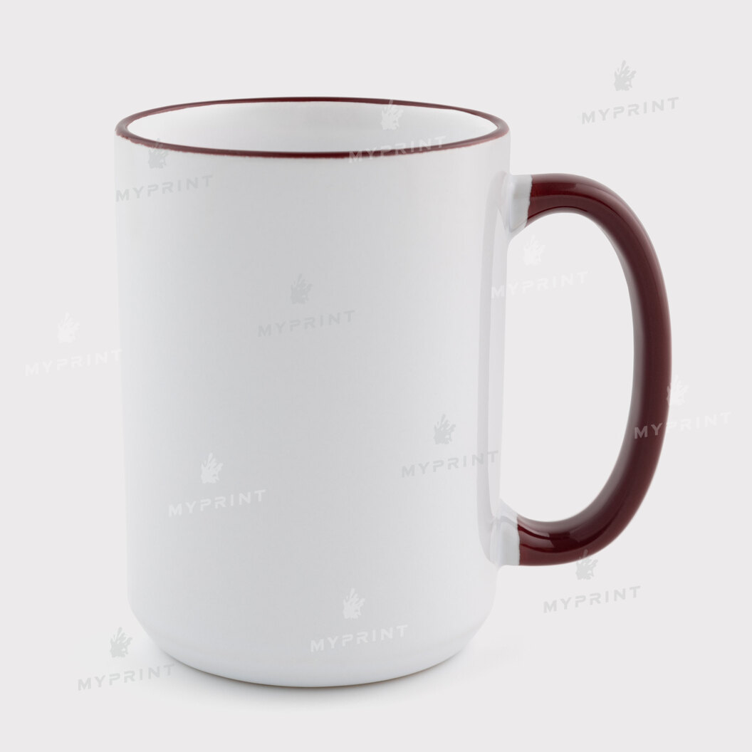 Чашка для сублімації з кольоровим обідком та кольоровою ручкою бордова 15 Oz (425 мл) (12680) - фото 1 Чашка для сублімації з кольоровим обідком та кольоровою ручкою бордова 15 Oz (425 мл) (12680) - фото 1 - Заготовки для сублімації