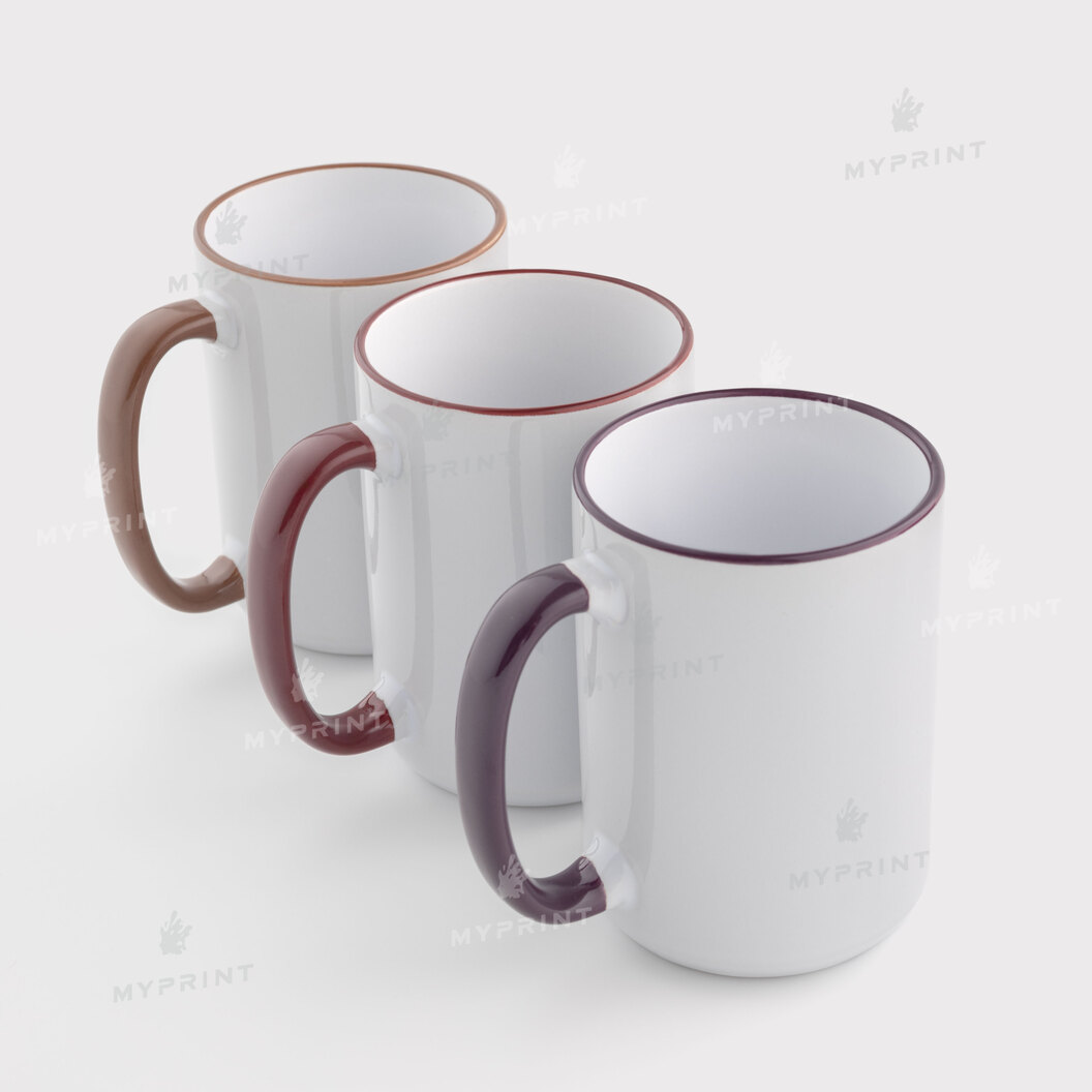 Чашка для сублімації з кольоровим обідком та кольоровою ручкою бордова 15 Oz (425 мл) (12680) - фото 3 Чашка для сублімації з кольоровим обідком та кольоровою ручкою бордова 15 Oz (425 мл) (12680) - фото 3 - Заготовки для сублімації