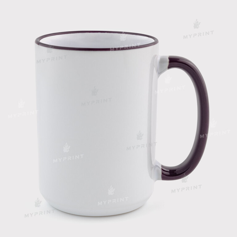 Кружка для сублимации с цветным ободком и цветной ручкой пурпурная 15 Oz (425 мл) (12681) 