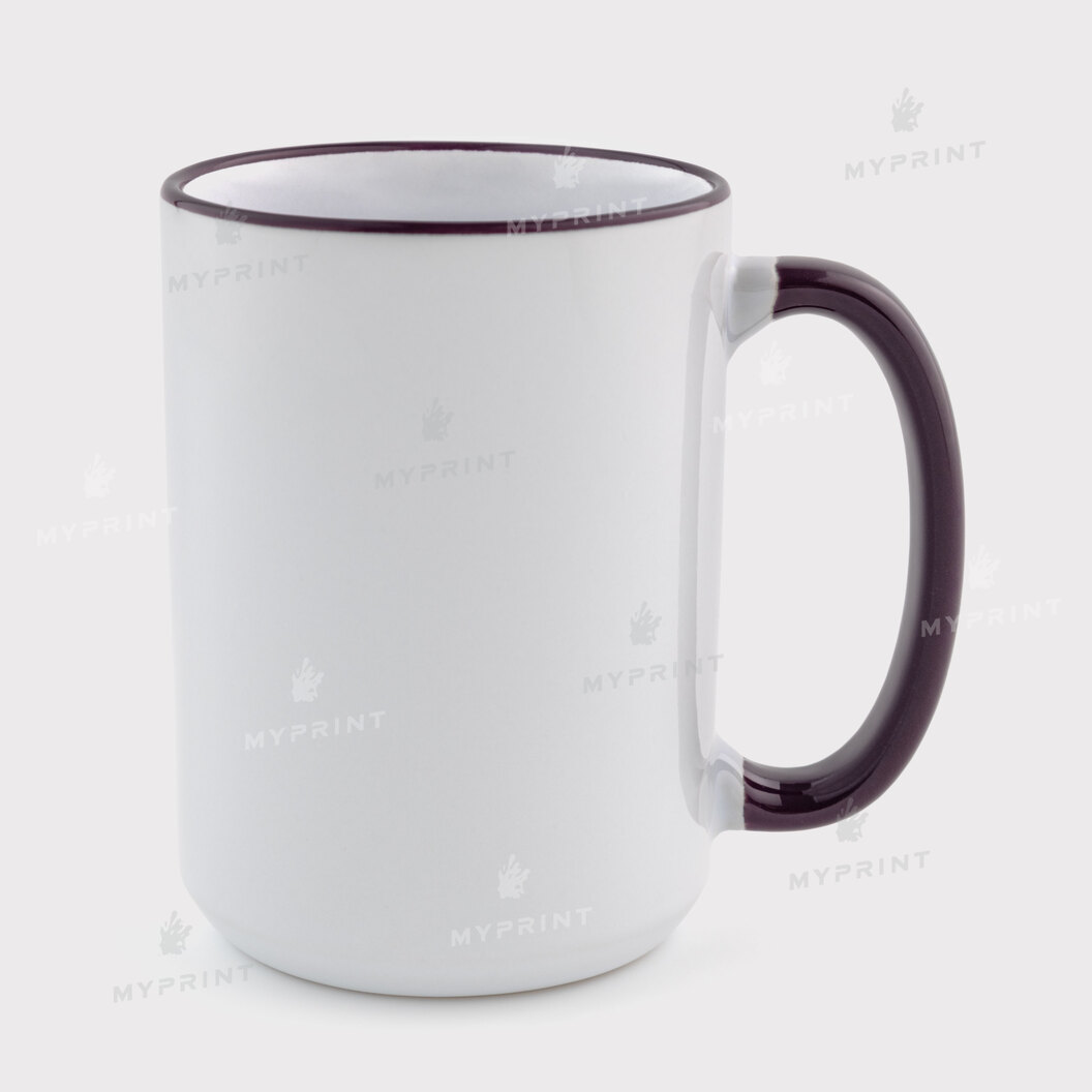 Чашка для сублімації з кольоровим обідком та кольоровою ручкою пурпурна 15 Oz (425 мл) (12681) - фото 1 Чашка для сублімації з кольоровим обідком та кольоровою ручкою пурпурна 15 Oz (425 мл) (12681) - фото 1 - Заготовки для сублімації