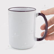 Чашка для сублімації з кольоровим обідком та кольоровою ручкою пурпурна 15 Oz (425 мл) (12681) - фото 2 Чашка для сублімації з кольоровим обідком та кольоровою ручкою пурпурна 15 Oz (425 мл) (12681) - фото 2 - Заготовки для сублімації