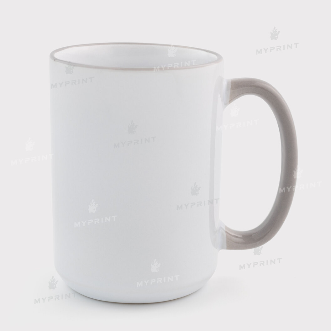 Чашка для сублімації з кольоровим обідком та кольоровою ручкою сіра 15 Oz (425 мл) (12682) - фото 1 Чашка для сублімації з кольоровим обідком та кольоровою ручкою сіра 15 Oz (425 мл) (12682) - фото 1 - Заготовки для сублімації