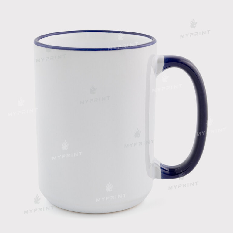 Кружка для сублимации с цветным ободком и цветной ручкой темно-синяя 15 Oz (425 мл) (12684) 