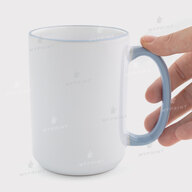 Чашка для сублімації з кольоровим обідком та кольоровою ручкою блакитна 15 Oz (425 мл) (12686) - фото 2 Чашка для сублімації з кольоровим обідком та кольоровою ручкою блакитна 15 Oz (425 мл) (12686) - фото 2 - Заготовки для сублімації