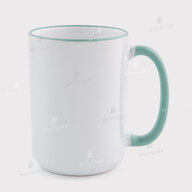 Чашка для сублімації з кольоровим обідком та кольоровою ручкою бірюзова 15 Oz (425 мл) (12683) - фото 1 Чашка для сублімації з кольоровим обідком та кольоровою ручкою бірюзова 15 Oz (425 мл) (12683) - фото 1 - Заготовки для сублімації