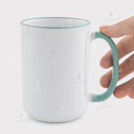 Чашка для сублімації з кольоровим обідком та кольоровою ручкою бірюзова 15 Oz (425 мл) (12683) - фото 2 Чашка для сублімації з кольоровим обідком та кольоровою ручкою бірюзова 15 Oz (425 мл) (12683) - фото 2 - Заготовки для сублімації