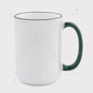 Чашка для сублімації з кольоровим обідком та кольоровою ручкою темно-зелена 15 Oz (425 мл) (12687) - фото 1 Чашка для сублімації з кольоровим обідком та кольоровою ручкою темно-зелена 15 Oz (425 мл) (12687) - фото 1 - Заготовки для сублімації