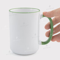 Чашка для сублімації з кольоровим обідком та кольоровою ручкою зелена 15 Oz (425 мл) (12688) - фото 2 Чашка для сублімації з кольоровим обідком та кольоровою ручкою зелена 15 Oz (425 мл) (12688) - фото 2 - Заготовки для сублімації
