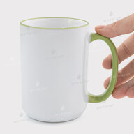 Чашка для сублімації з кольоровим обідком та кольоровою ручкою салатова 15 Oz (425 мл) (12689) - фото 2 Чашка для сублімації з кольоровим обідком та кольоровою ручкою салатова 15 Oz (425 мл) (12689) - фото 2 - Заготовки для сублімації