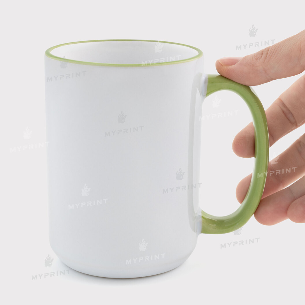 Чашка для сублімації з кольоровим обідком та кольоровою ручкою салатова 15 Oz (425 мл) (12689) - фото 2 Чашка для сублімації з кольоровим обідком та кольоровою ручкою салатова 15 Oz (425 мл) (12689) - фото 2 - Заготовки для сублімації