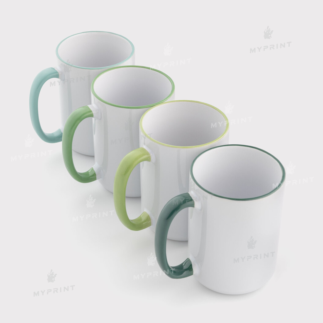 Чашка для сублімації з кольоровим обідком та кольоровою ручкою салатова 15 Oz (425 мл) (12689) - фото 3 Чашка для сублімації з кольоровим обідком та кольоровою ручкою салатова 15 Oz (425 мл) (12689) - фото 3 - Заготовки для сублімації