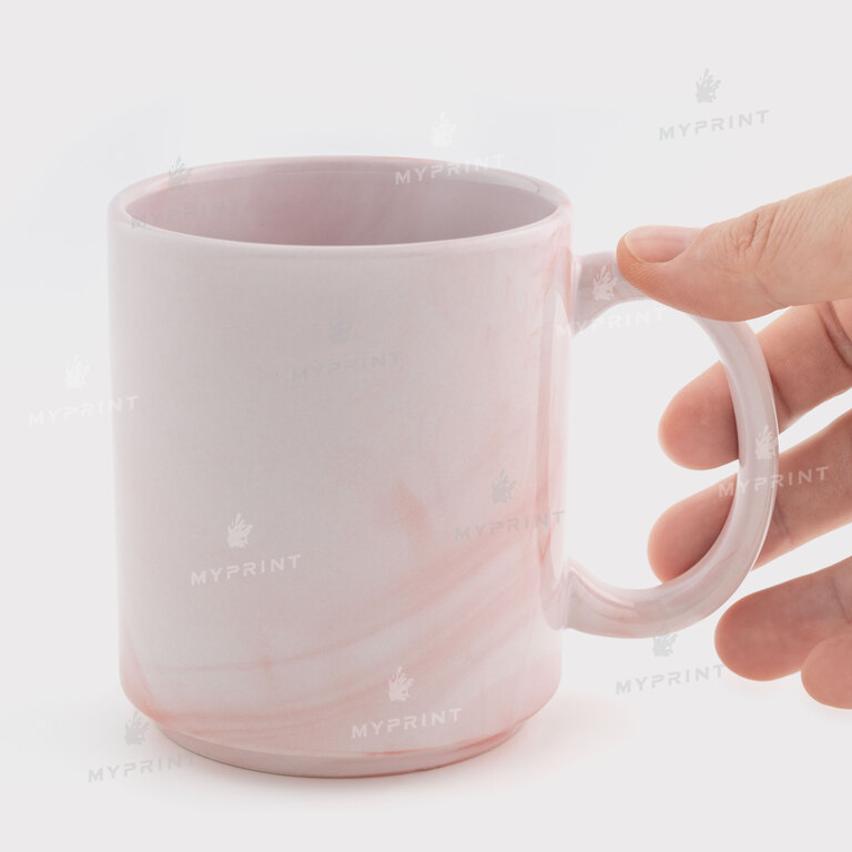 Кружка для сублимации мраморная розовая складывающаяся одна на другую (350 мл) (12670) 