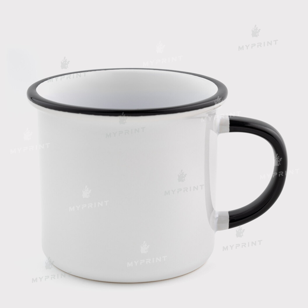 Кружка для сублимации в стиле эмалированной с цветным ободком и цветной ручкой черная (250 мл) (12672) - фото 1 Кружка для сублимации в стиле эмалированной с цветным ободком и цветной ручкой черная (250 мл) (12672) - фото 1 - Заготовки для сублимации