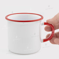 Кружка для сублимации в стиле эмалированной с цветным ободком и цветной ручкой красная (250 мл) (12673) - фото 2 Кружка для сублимации в стиле эмалированной с цветным ободком и цветной ручкой красная (250 мл) (12673) - фото 2 - Заготовки для сублимации