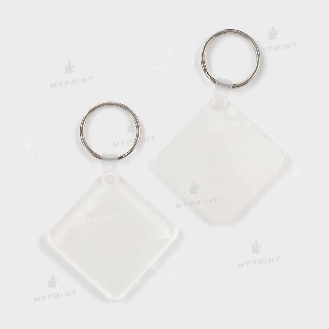 Keychain for sublimation acrylic double-sided square glossy white 50*50 mm, thickness 4 mm (11034) - фото 1 - Blanks for sublimation