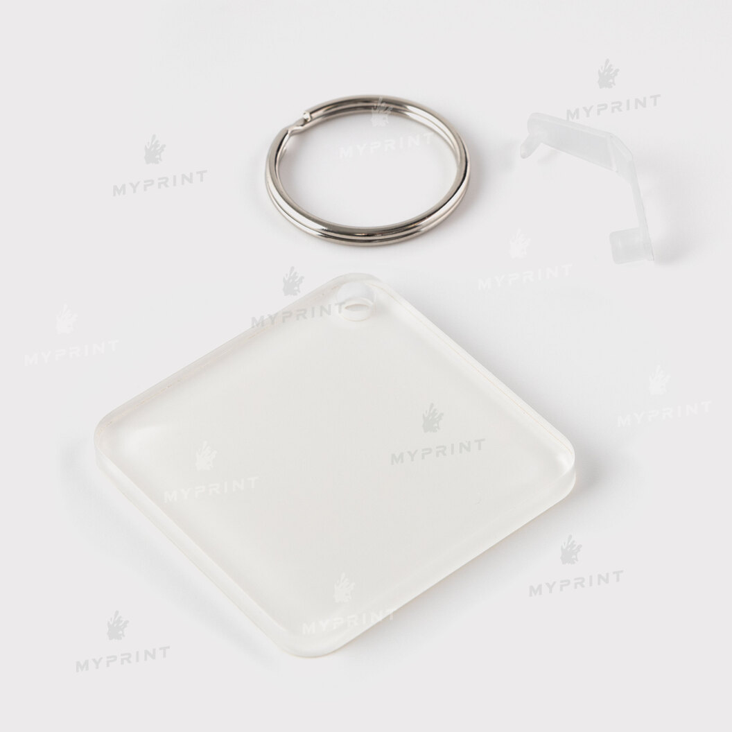 Keychain for sublimation acrylic double-sided square glossy white 50*50 mm, thickness 4 mm (11034) - фото 2 - Blanks for sublimation