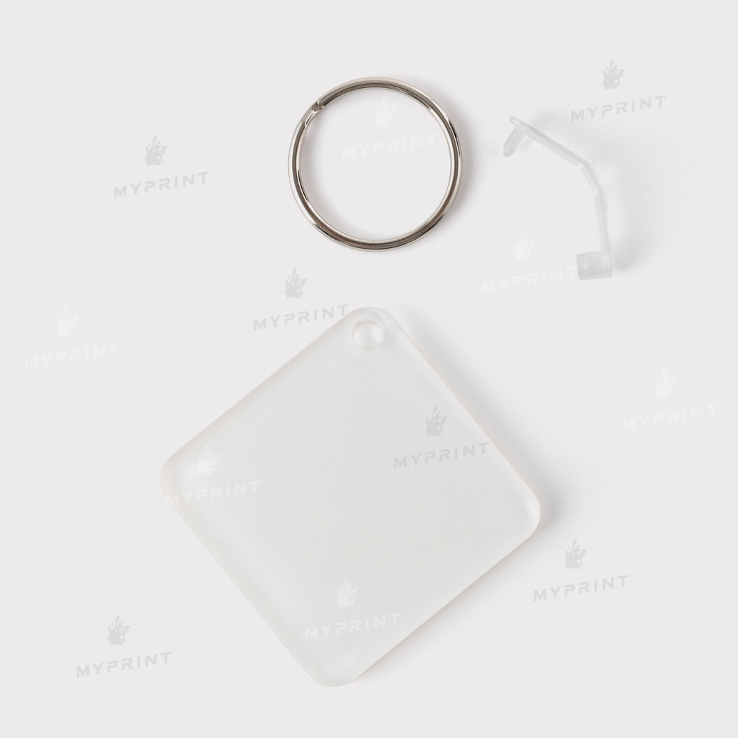 Keychain for sublimation acrylic double-sided square glossy white 50*50 mm, thickness 4 mm (11034) - фото 4 - Blanks for sublimation