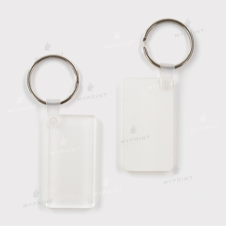 Keychain for sublimation acrylic double-sided rectangular glossy white 30*55 mm, thickness 4 mm (12202) Keychain for sublimation acrylic double-sided rectangular glossy white 30*55 mm, thickness 4 mm (12202)