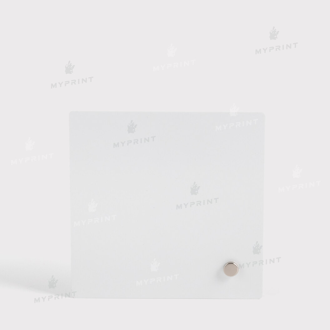 Фоторамка для сублимации металлическая с металлической опорой глянцевый белый 101,6*101,6 мм, толщина 0,65 мм (12222) - фото 2 - Заготовки для сублимации