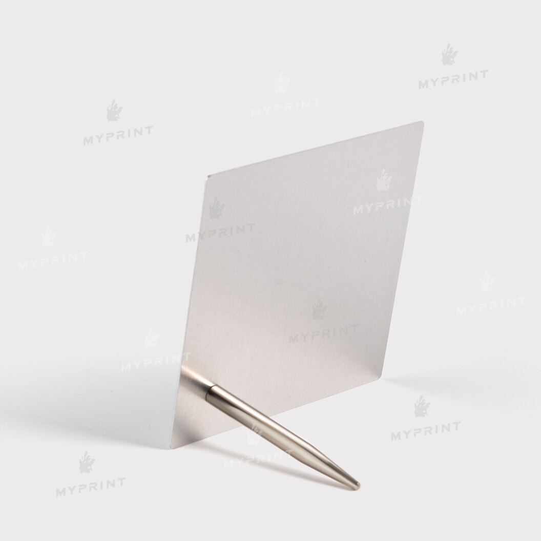 Фоторамка для сублимации металлическая с металлической опорой глянцевый белый 101,6*101,6 мм, толщина 0,65 мм (12222) - фото 3 - Заготовки для сублимации