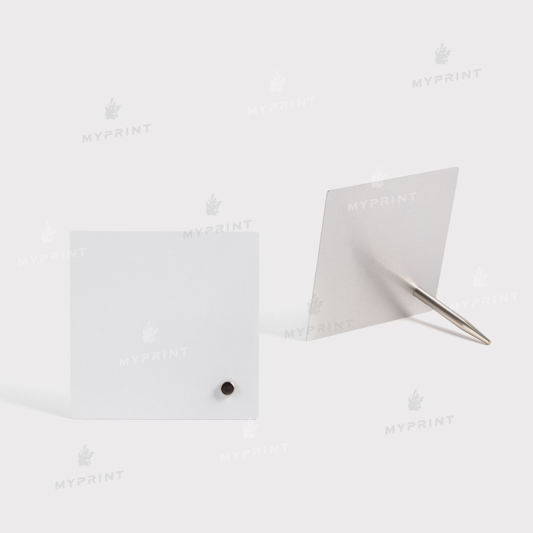 Фоторамка для сублимации металлическая с металлической опорой глянцевый белый 101,6*101,6 мм, толщина 0,65 мм (12222) - фото 4 - Заготовки для сублимации